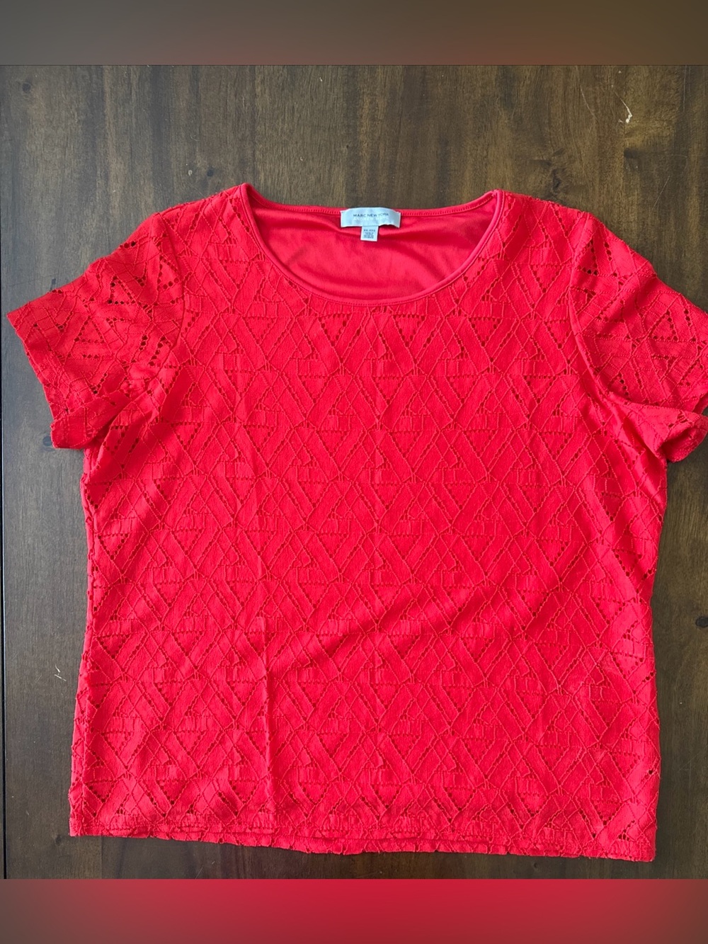Marc New York Andrew Marc Women's Top Tango Red Lace Lined XXL Office Chic